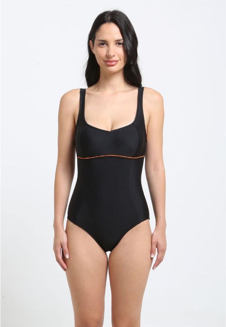 Traje de Baño Deportivo Corte Busto Naranjo con Protección UV Integrada-0