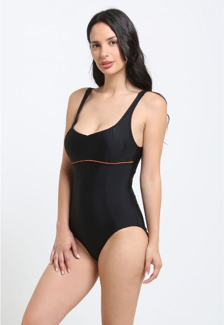 Traje de Baño Deportivo Corte Busto Naranjo con Protección UV Integrada-2