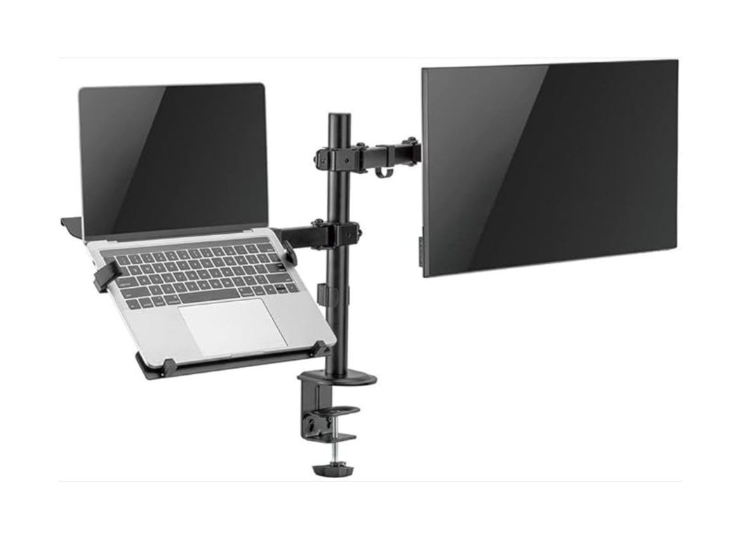 Base Doble Para Lapto y Monitor Brazo con Movimineto Negra-0