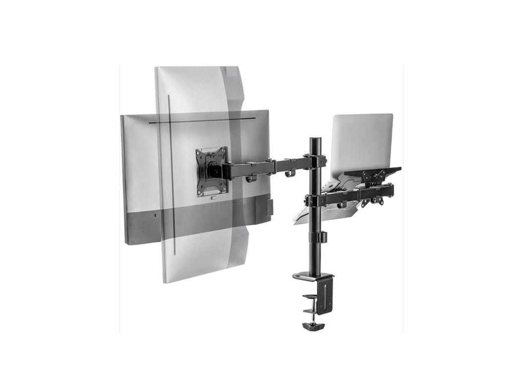 Base Doble Para Lapto y Monitor Brazo con Movimineto Negra-1