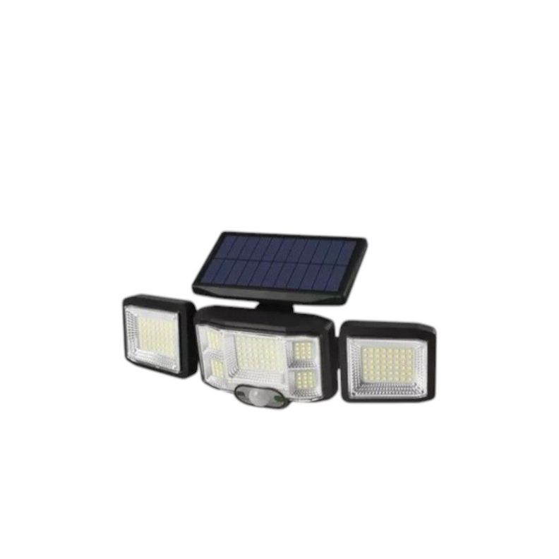 Foco Farola Led Solar Sensor De Movimiento 3 Cabezales-1