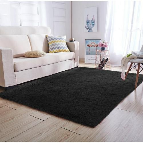 Alfombra Pelo Corto Negro 200x240cm-0