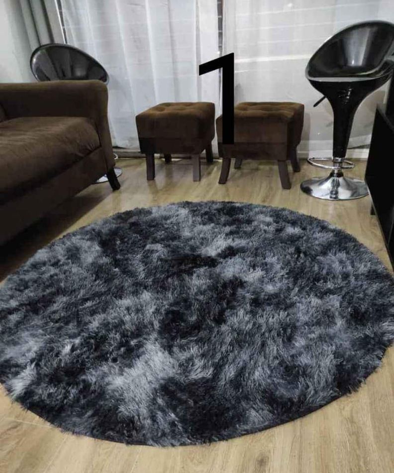 Alfombra Pelo Corto Gris Jaspeado Redonda 150cm-0