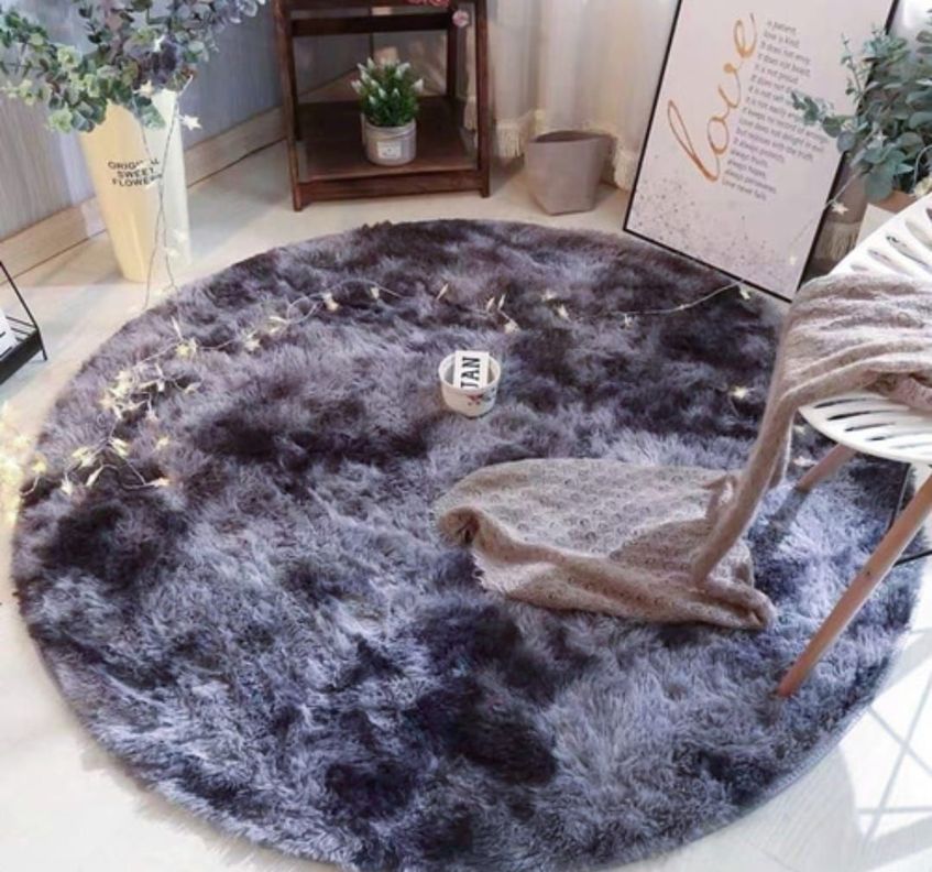 Alfombra Pelo Corto Gris Jaspeado Redonda 150cm-1