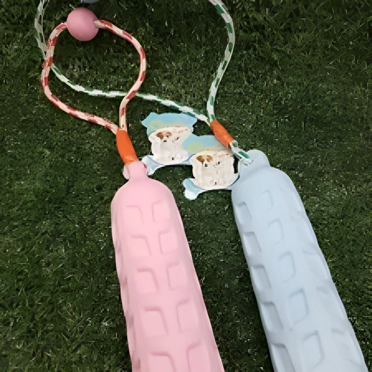 Juguete para mascota.  Goma con cuerda. Rosa-1