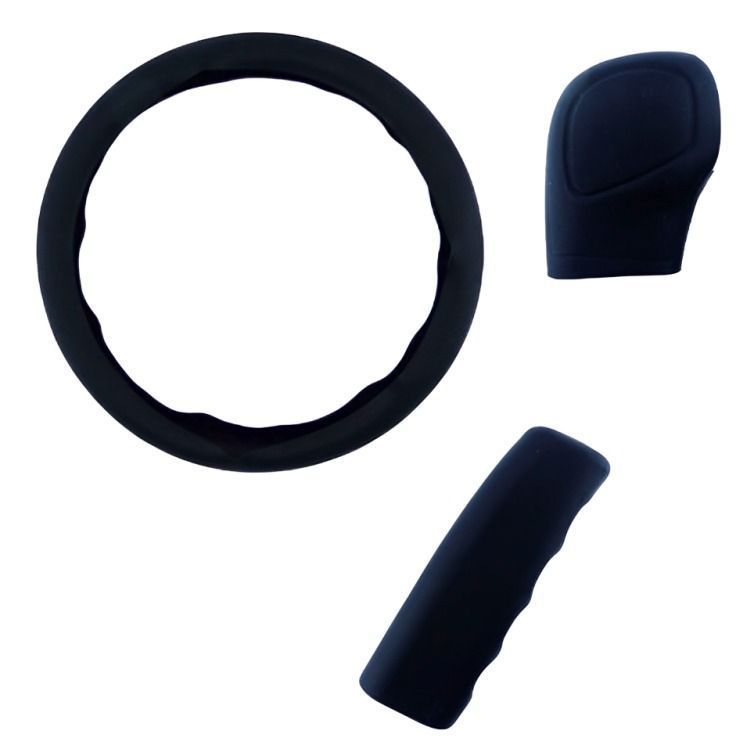 CUBRE VOLANTE SILICONA PARA AUTO SET X 3 PCS ROSADO-1