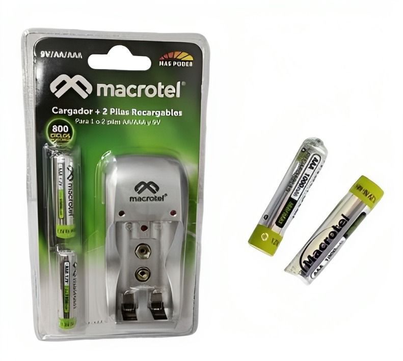 Cargador De Pila + 2 Pilas Recargables doble A A-0