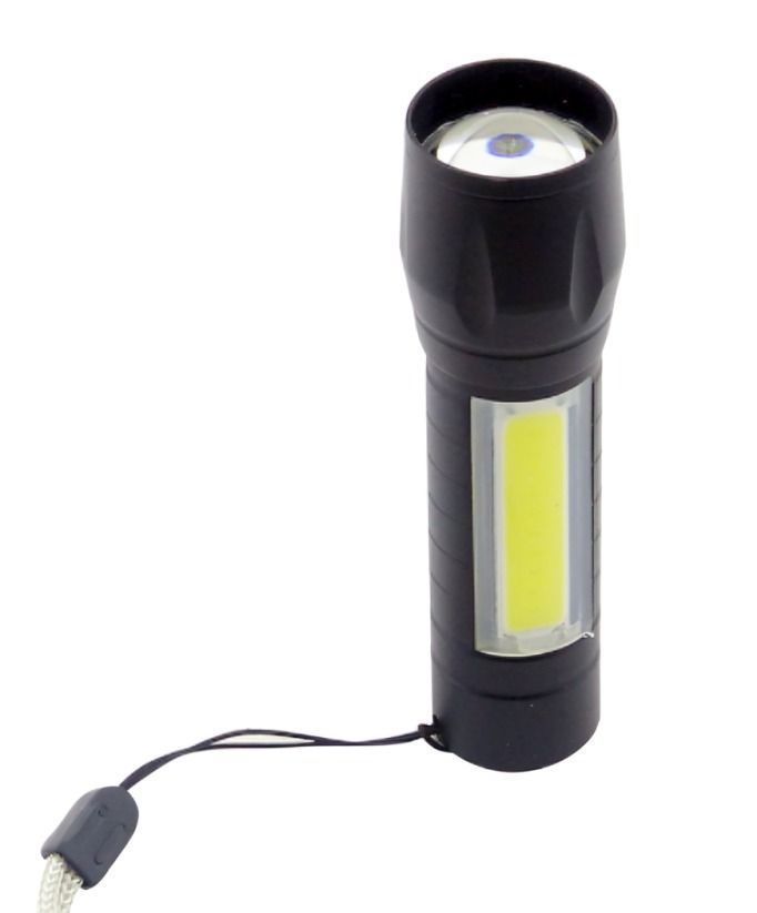 SET X 2 LINTERNA 1 LED+1 LED COB MINI TACTICA METAL CON ZOOM RECARGABLE-0