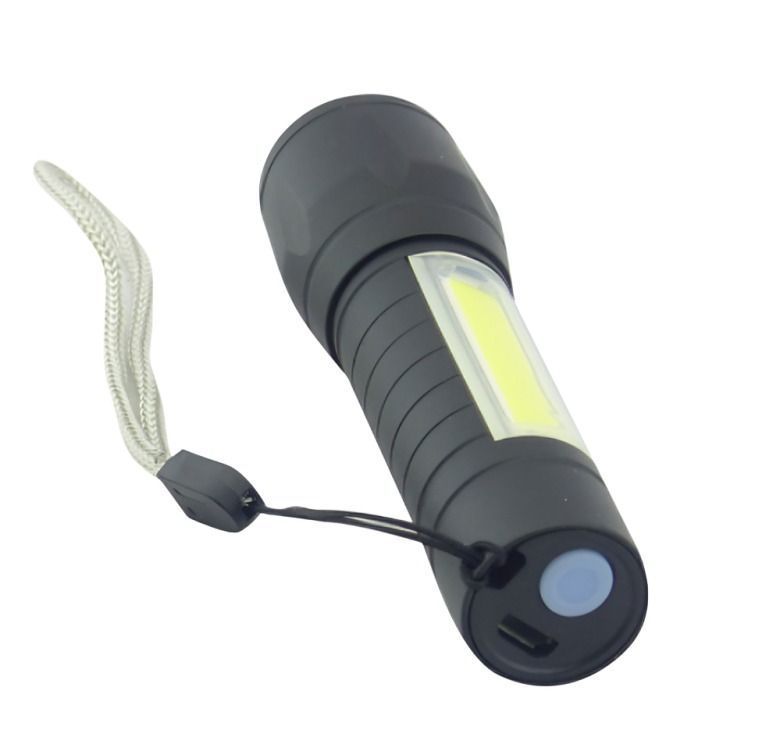 SET X 2 LINTERNA 1 LED+1 LED COB MINI TACTICA METAL CON ZOOM RECARGABLE-2