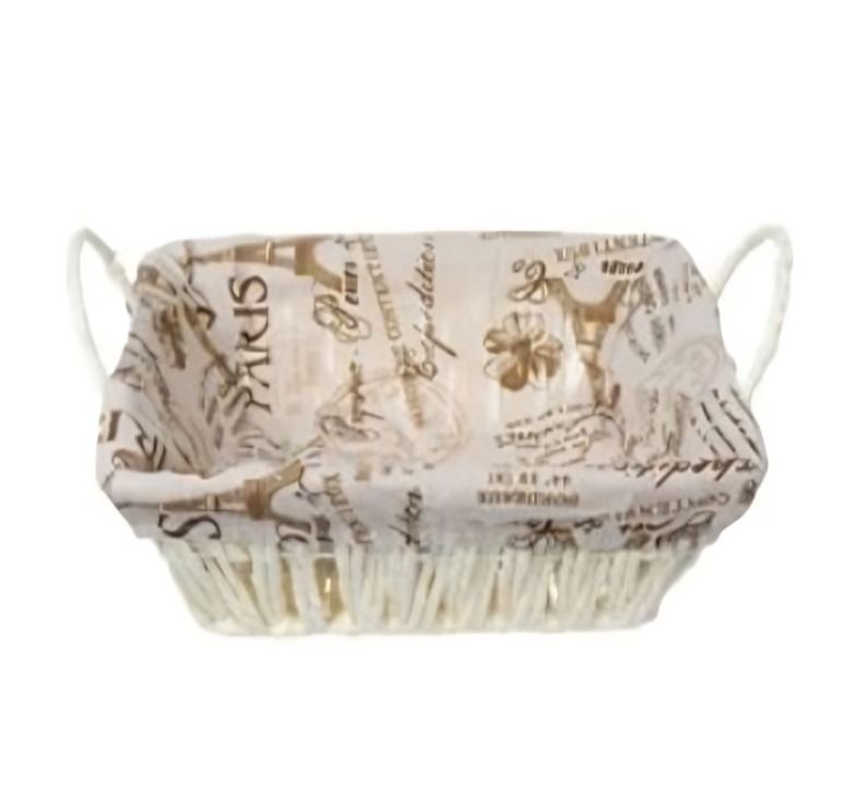 CESTA CANASTO DE MIMBRE DECORATIVO TELA INTERIOR  23X 23X 8CM 50253-0