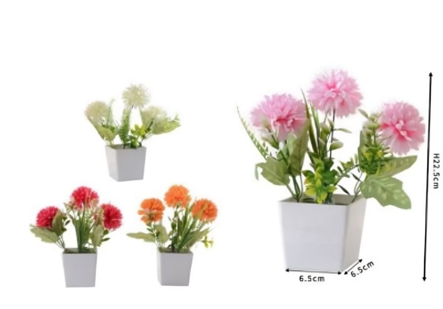 SET X 2 MINI MACETA CON FLORES DECORATIVO ARTIFICIAL 22cm C00111-1