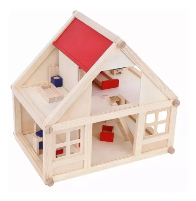 Casa De Muñecas De Madera Muebles Niñas -0