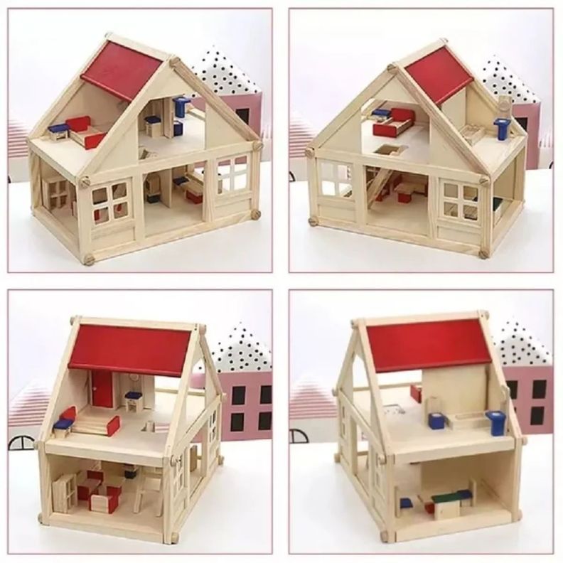 Casa De Muñecas De Madera Muebles Niñas -2