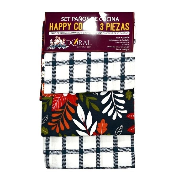 Set 3 Panos de Cocina Happy Cook Azul