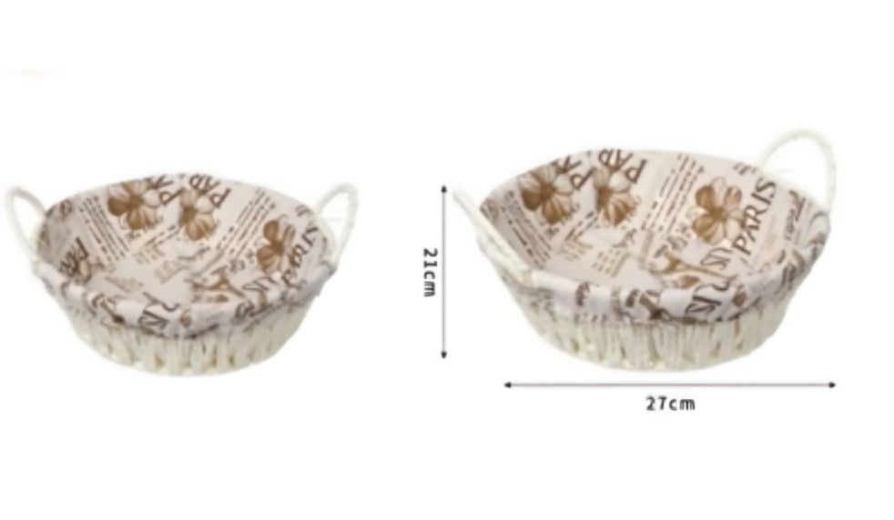 CESTA CANASTO DE MIMBRE DECORATIVO TELA INTERIOR  27X 21CM 50254-1