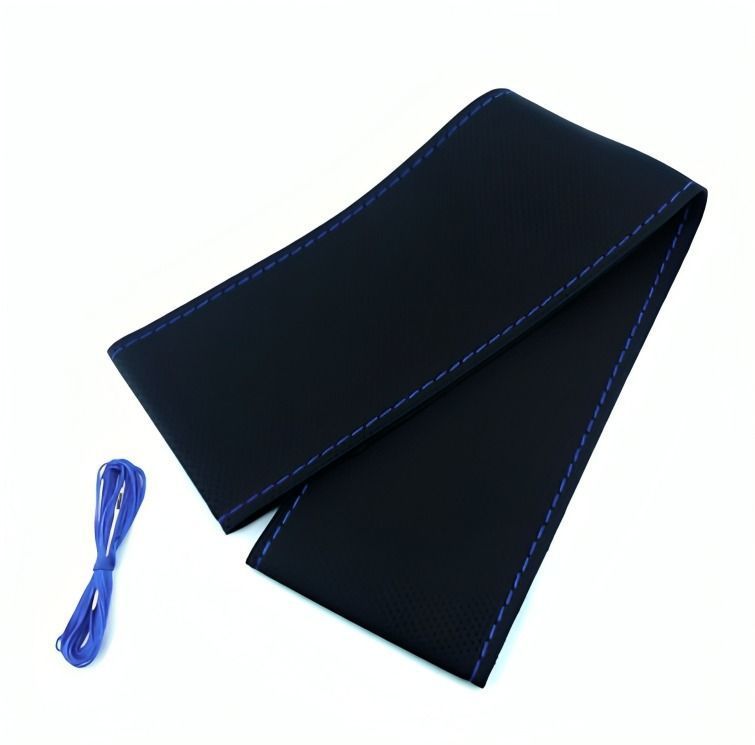CUBRE VOLANTE CUERO CON HILO ROJO, NEGRO, AZUL PARA COSER WEIAIER EN BOLSA -1