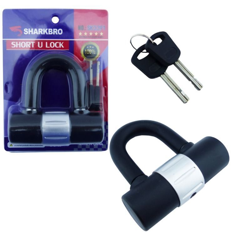 CANDADO U PARA MOTO IDEAL PARA CADENA  BLOQUEO ANTIROBO NEGRO-PLOMO-2