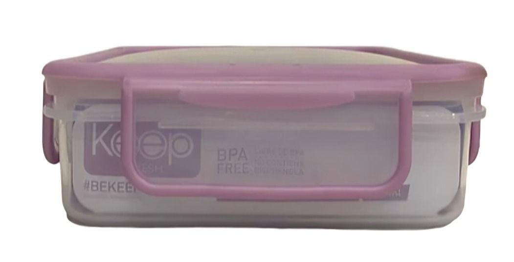 HERMETICO PP 600ML CUADRADO ROSADO