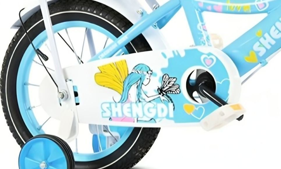 Bicicleta Infantil Shengdi Con Canasto Y Ruedas De Apoyo Celeste-1