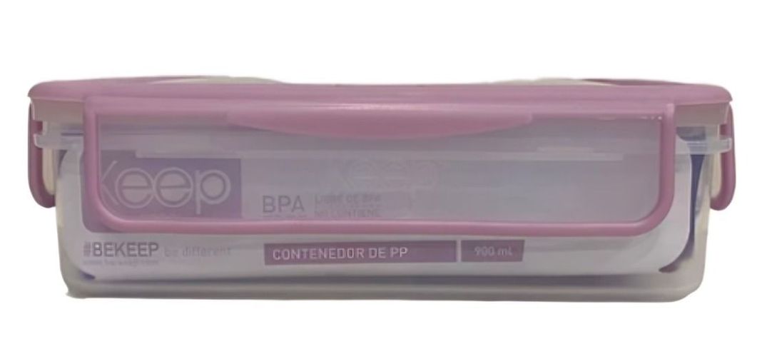HERMETICO PP 900ML RECTANGULAR ROSADO-0