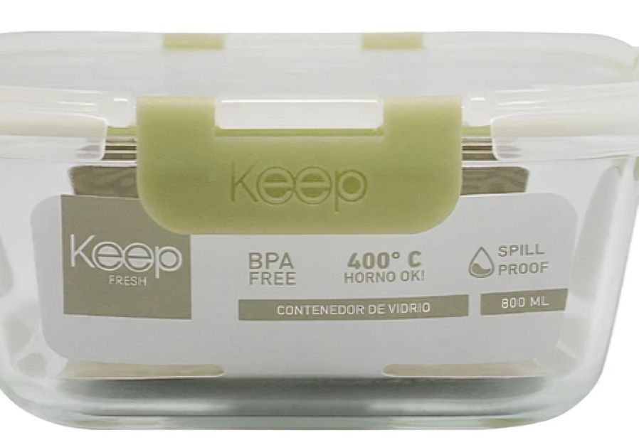 HERMETICO CUADRADO 800ML GLASS KEEP VERDE-1