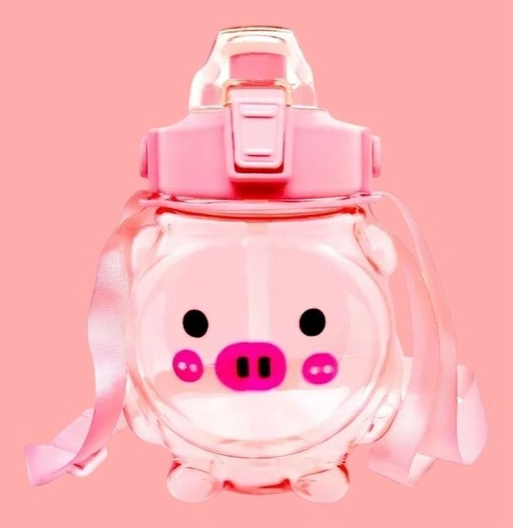 Botella Agua Antiderrame Kawaii Con Sticker Y Correa 1000ml Turqueza-2