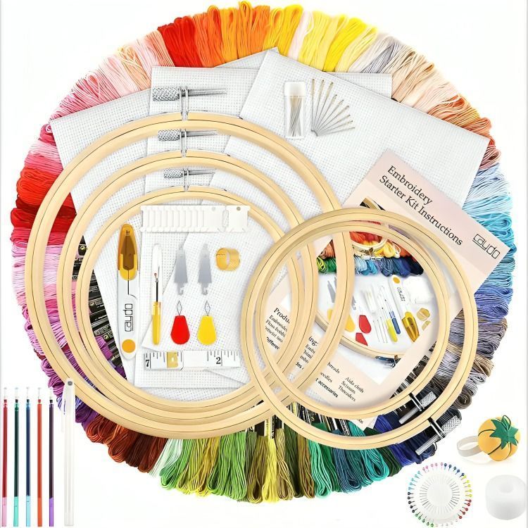 Set De Agujas De Bordado + Kit De 100 Hilos De Bordar-0
