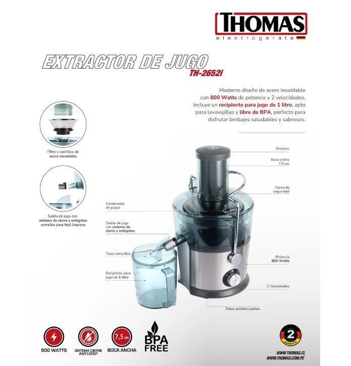 EXTRACTOR DE JUGO THOMAS TH-2652i-3