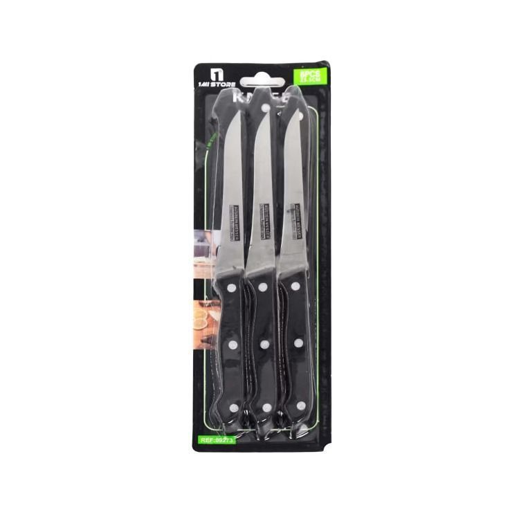 Set 6 Cuchillos De Acero Mango Acrílico Negro-0