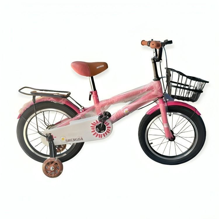 Bicicleta Infantil Shengdi Con Canasto Y Ruedas De Apoyo Rosa-0