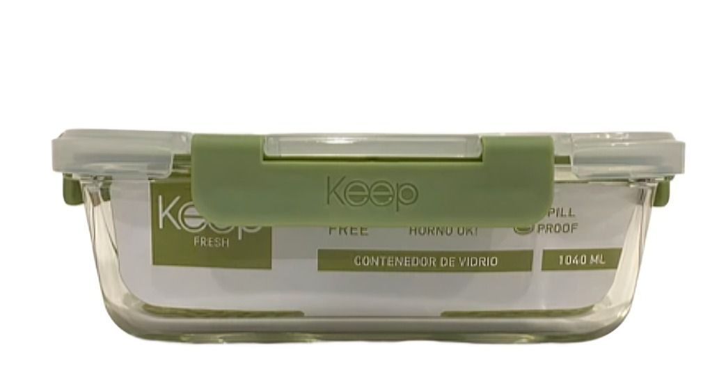 HERMETICO RECTANGULAR 1040ML GLASS KEEP VERDE-0