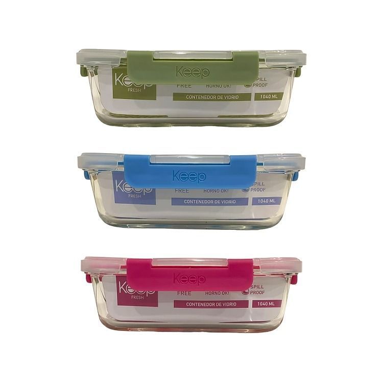 HERMETICO RECTANGULAR 1040ML GLASS KEEP VERDE-2