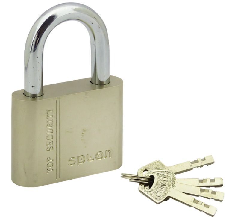 CANDADO 60 MM SPLON TOP SECURITY PADLOCK CON 4 LLAVES PLOMO EN BLISTER DOBLE-0