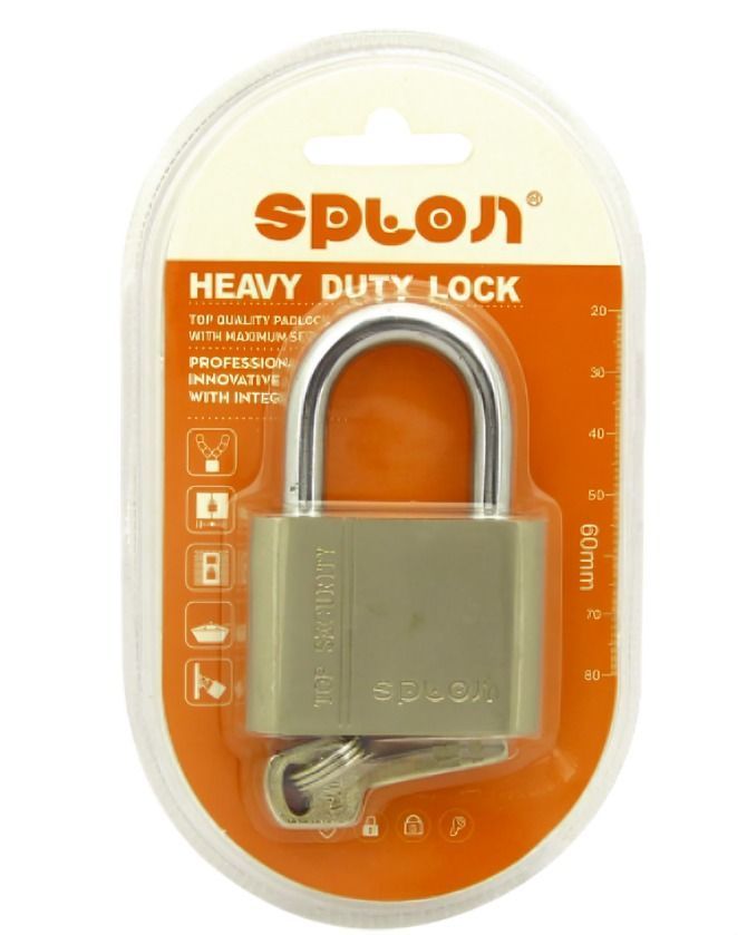 CANDADO 60 MM SPLON TOP SECURITY PADLOCK CON 4 LLAVES PLOMO EN BLISTER DOBLE-2