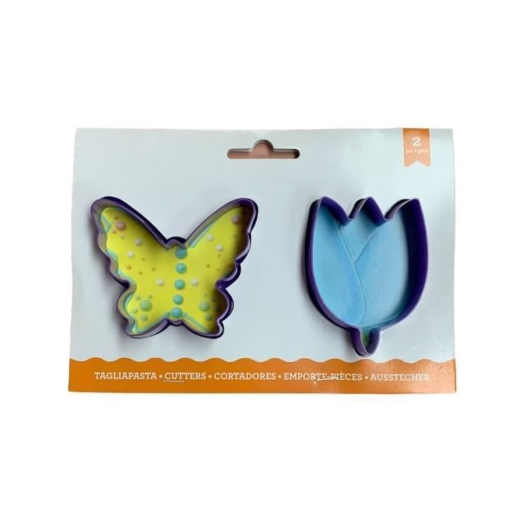 SET 2 PACK MOLDE DE CORTE GALLETAS  MARIPOSA ROSA-0