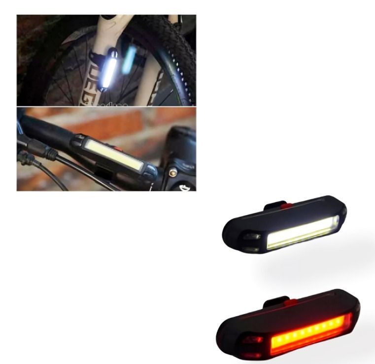 SET LUZ BICI DELANTERA Y TRASERA LED COB MÍTICAL EFECTOS RECARGABLE USB BLISTER-1