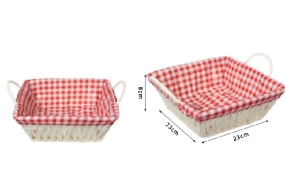 CESTA CANASTO DE MIMBRE DECORATIVO TELA INTERIOR 23X 23X 8CM 50249-1