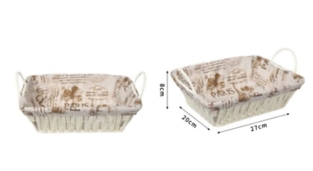 CESTA CANASTO DE MIMBRE DECORATIVO TELA INTERIOR  27X 20X 8CM 50251-1