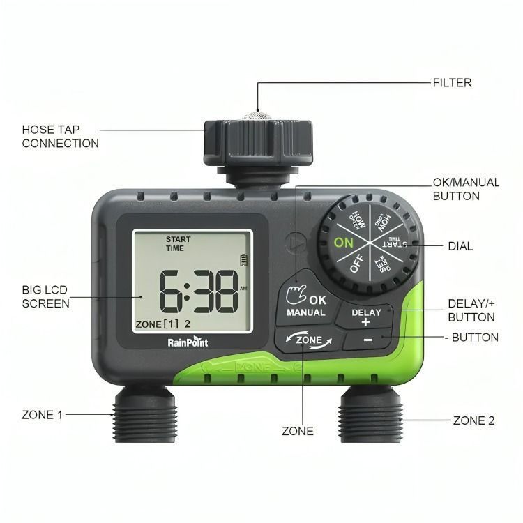 Programador Riego Automatico Controlador Digital 2 Zonas-3