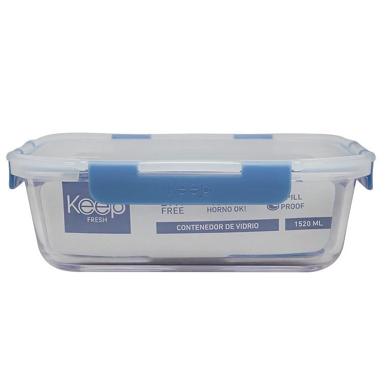 HERMETICO RECTANGULAR 1520ML GLASS KEEP AZUL-0