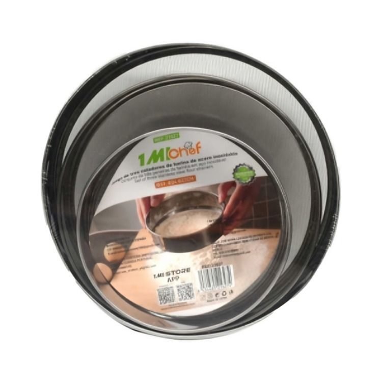 Juego De 3 Coladores Tamiz De Harina Malla De Acero Inoxidable-1
