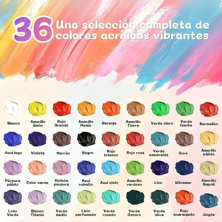 Kit De Pintura 59 Pzs Pintura Acrílica, Pinceles, Paleta-2