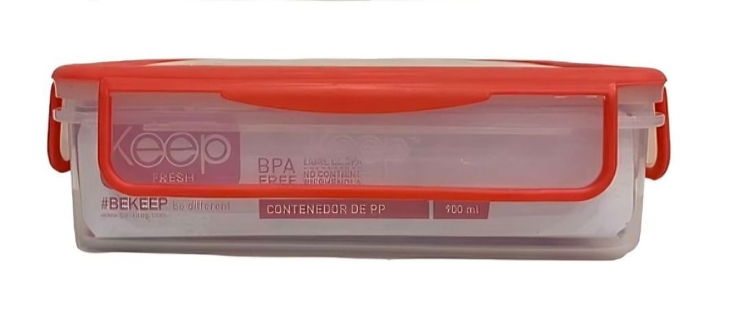 HERMETICO PP 900ML RECTANGULAR ROJO-0