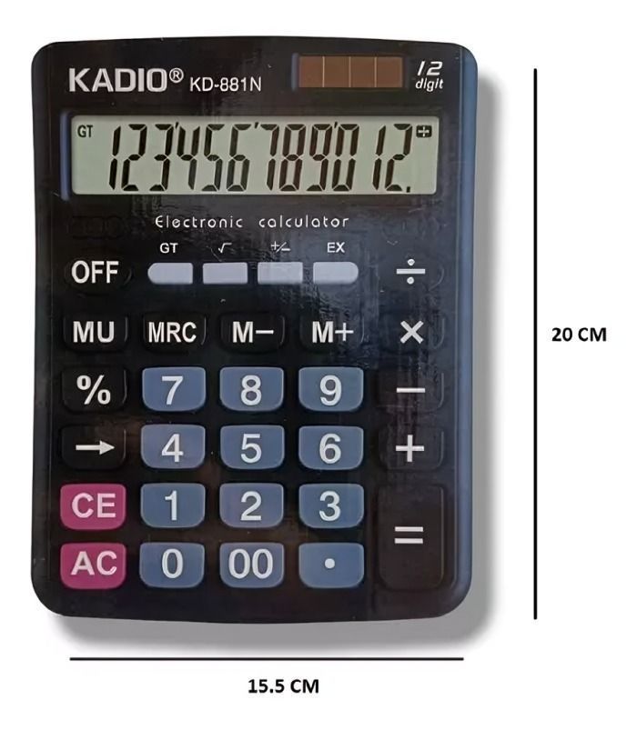 Calculadora 12 dígitos KADIO KD-881N-3