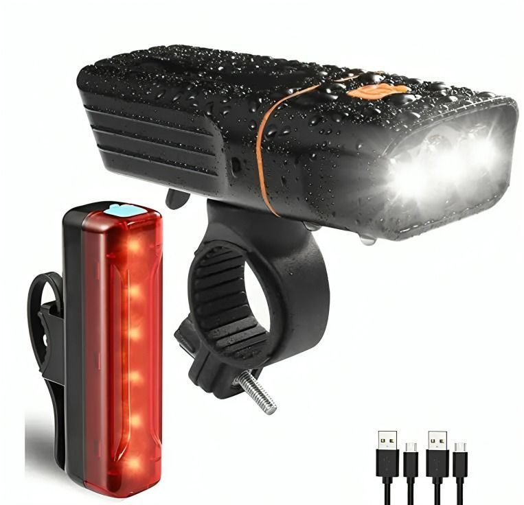 Linterna Led Bicicleta Delantera Y Trasera Usb Recargable-1