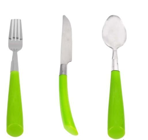 Set 3 Cubierto Cuchara y Cuchillo De Acero Mango Acrílico-1