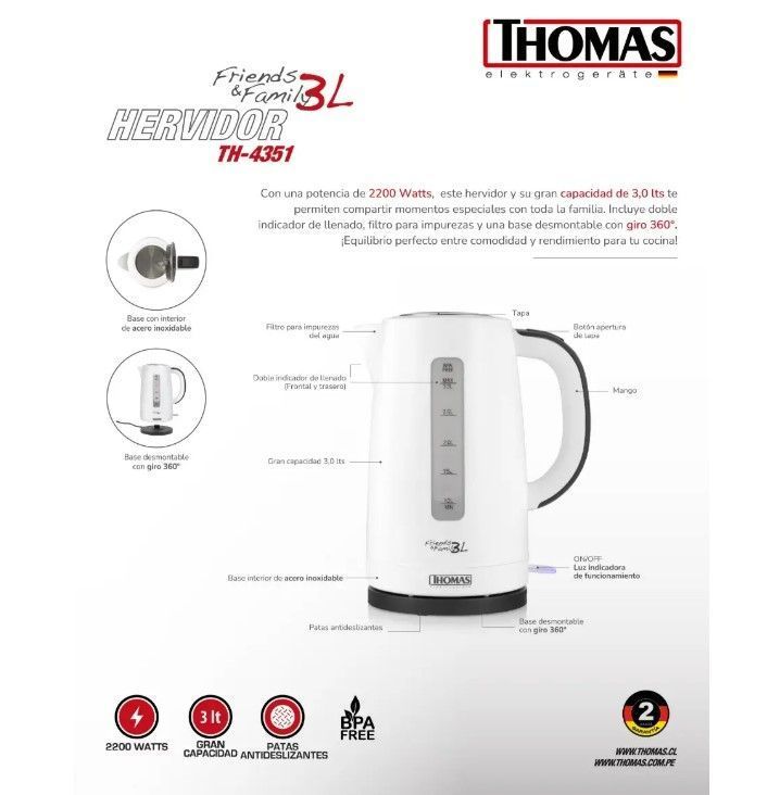 Hervidor Family & Friends 3 lts TH-4351 Thomas-5