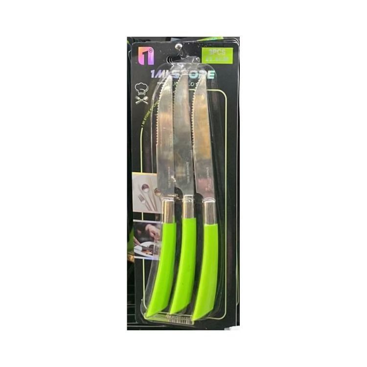 Set 3 Cuchillos De Acero Mango Acrílico-1