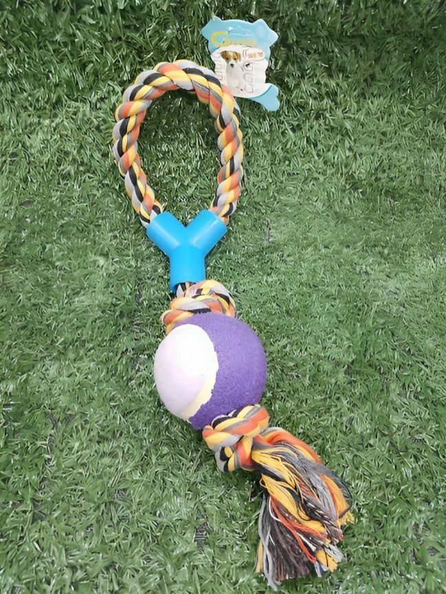 Juguete para mascota.  Cuerda con pelota.-1