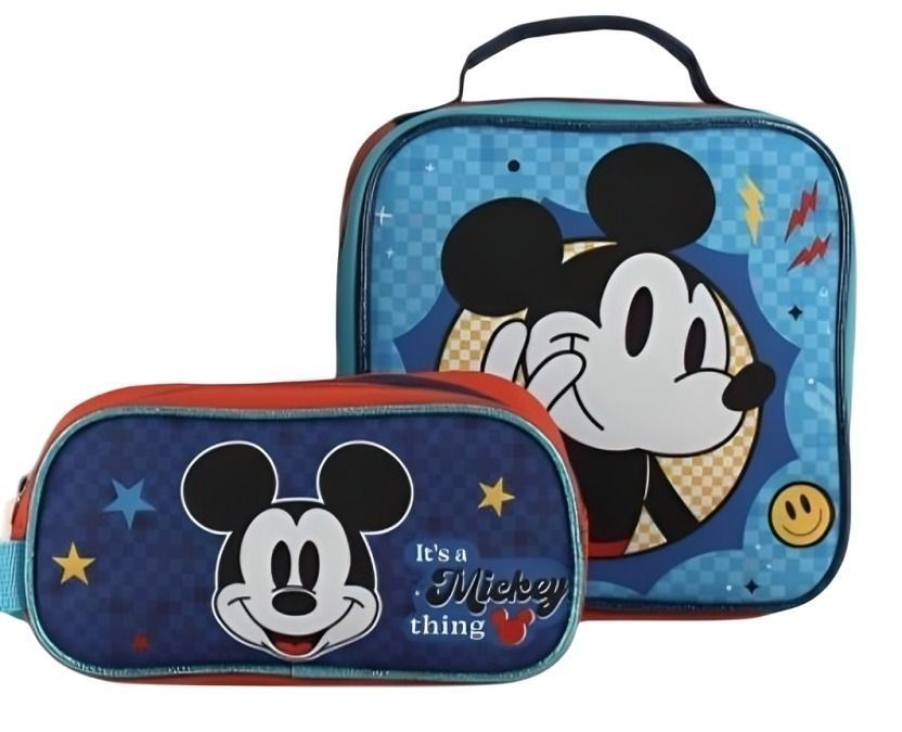 Mochila escolar set de 3 piezas (mochila + estuche  + lonchera) Disney celeste-1